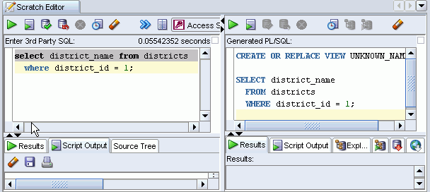 Translation scratch editor interface