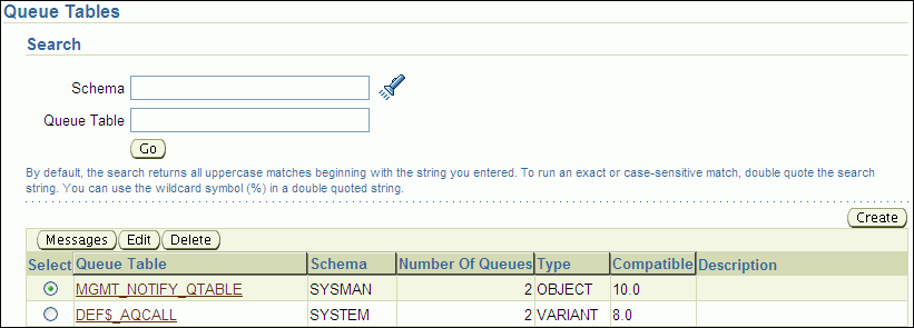 Description of tdpii_queue_tables.gif follows